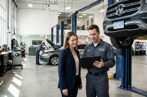 Meridian loan advisor reviewing documents with client